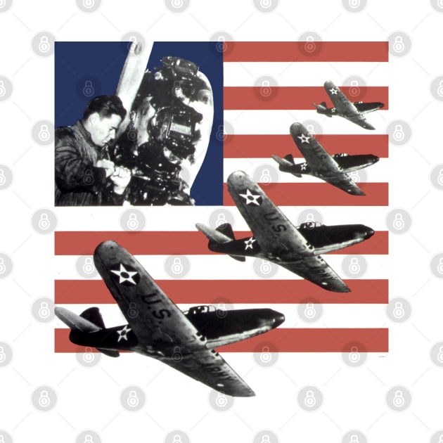 American Fighter Plane Flag by Distant War