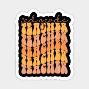 Thankful 3Rd Grade Teacher Groovy Fall Thanksgiving Magnet