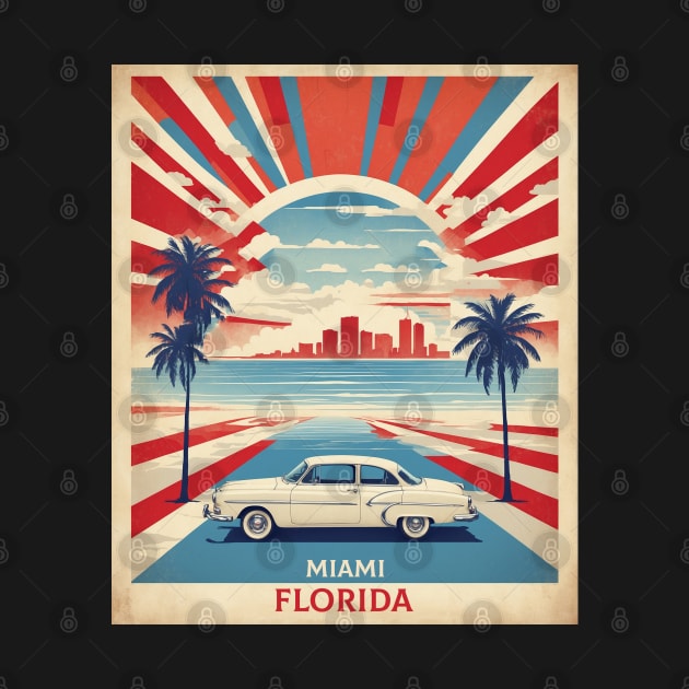 Miami Florida United States of America Tourism Vintage Poster by TravelersGems