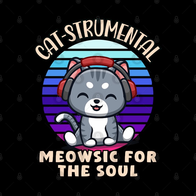 Cat-strumental, Meowsic For The Soul, Funny Cute Cat Merch Design by Hifzhan Graphics