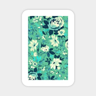 Vintage Beautiful Flower Blue Aqua Watercolor Abstract Pattern Turquoise Floral Magnet