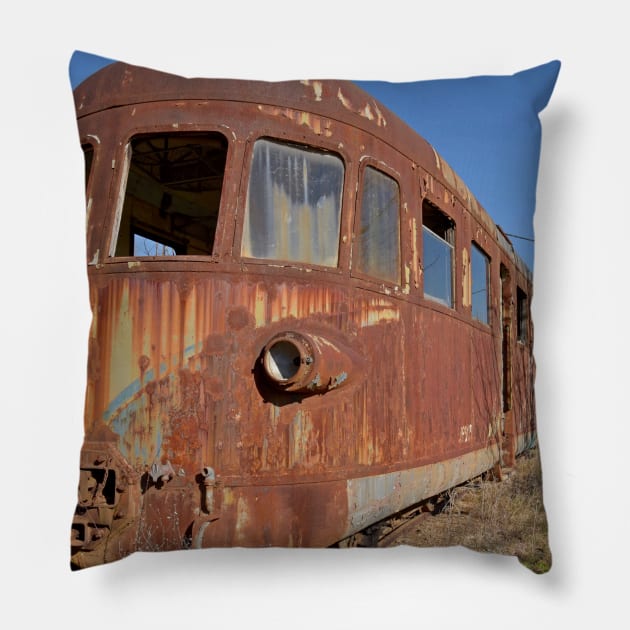 Abandoned railcar Pillow by Random Railways