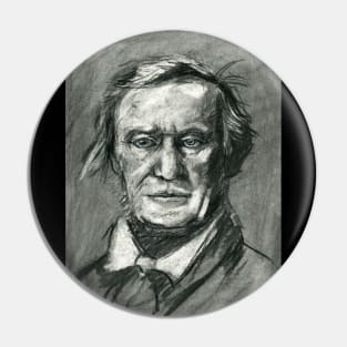 Richard Wagner - charcoal portrait Pin