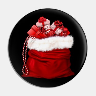 Merry Christmas Santa Bag Full Of Gifts Pin