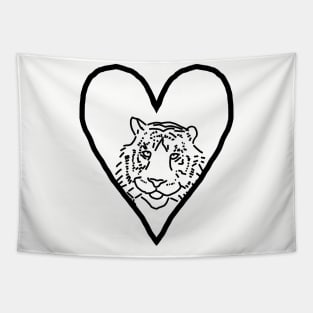 My Tiger Valentine Line Drawing Tapestry