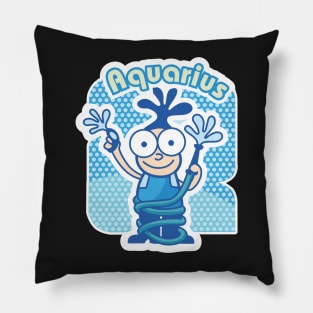 Aquarius Colorful Zodiac Sign Cartoon January February Birthday Pillow