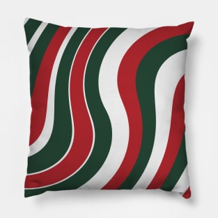 Red Green White Swirls Pillow