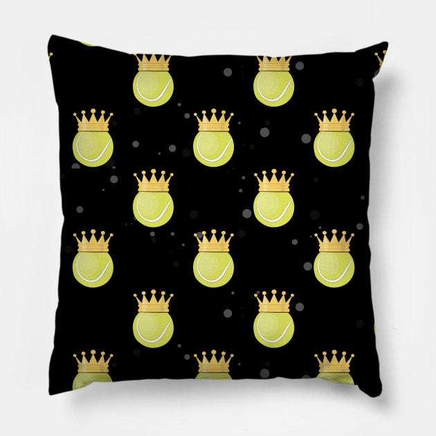 King Tennis - Seamless Pattern on Black Background Pillow by DesignWood-Sport