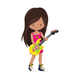 Rock Girl, Latina Girl, Guitar Player, Band, Music T-Shirt