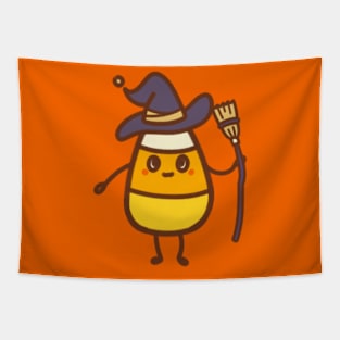 Cute Witch Candy Corn Halloween Tapestry