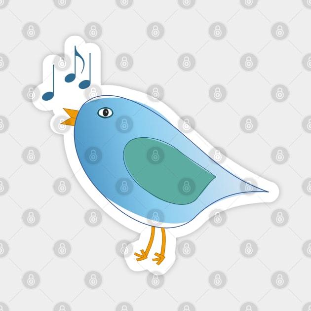 Blue Song Bird and Musical Notes Magnet by NaturalDesign