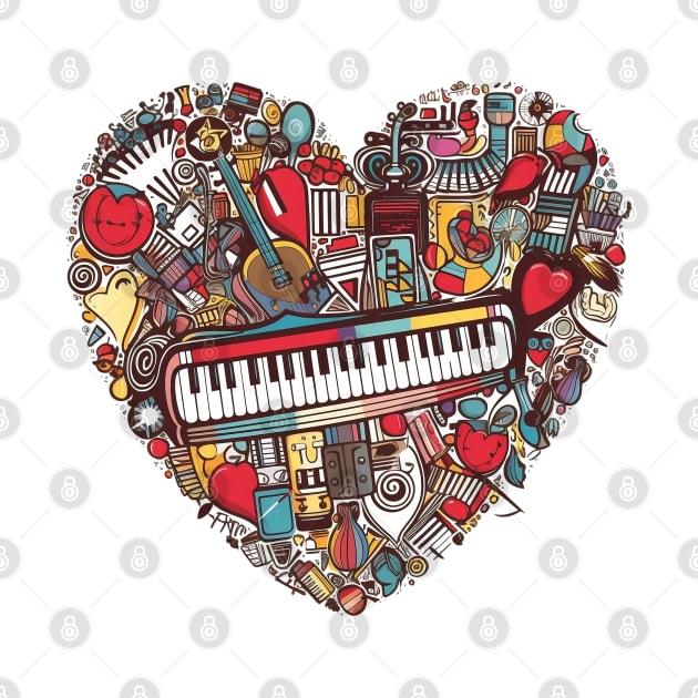 Piano Heart Musical Instrument by Artifyio