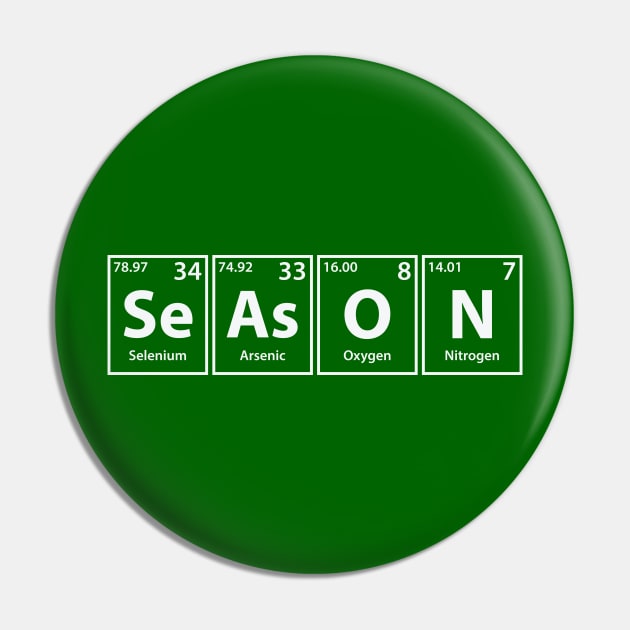 Season (Se-As-O-N) Periodic Elements Spelling Pin by cerebrands