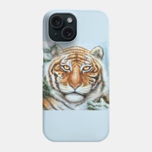 Snow Tiger with Pine Branches Posterized Phone Case