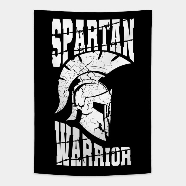 Spartan warrior, white vintage helmet Tapestry by Aloenalone