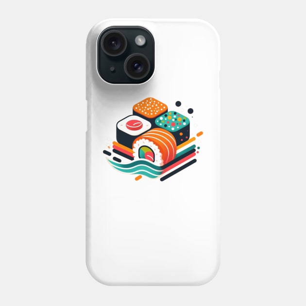 Colorful Abstract Sushi Art - Modern Japanese Cuisine Phone Case by CP6Design