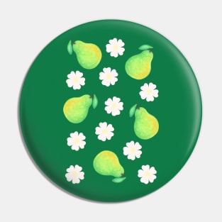 Pear floral pattern painted with gouache Pin