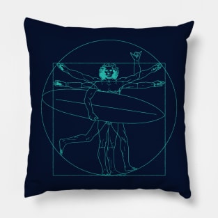 Funny Vitruvian Man Surfer Da Vinci Pillow