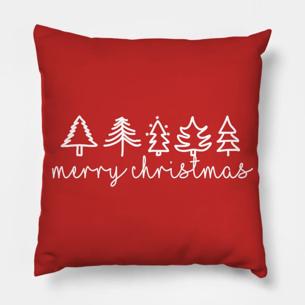 Merry Christmas Trees Pillow by chriswig