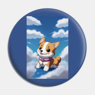 Super Cute Anime Corgi on the Clouds Pin