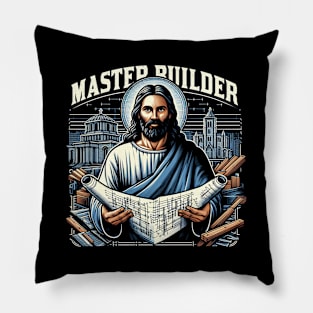 Master Builder, Jesus holding a blueprint or architectural plans Carpenter Pillow