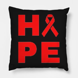 Hope Awareness Ribbon (Red) Pillow