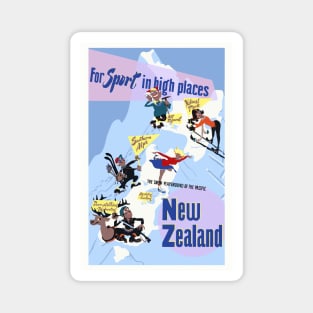 New Zealand Winter Sport Vintage Poster Magnet