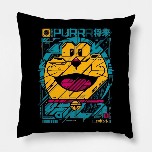 Cyber Purrr - Dorae Pillow by StudioM6