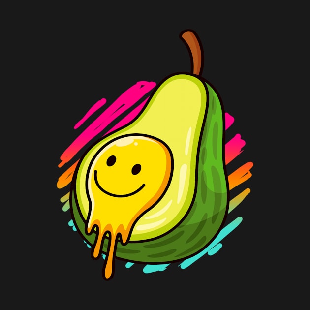 Avocado Smiling Face Cartoon Fruit by Foxxy Merch