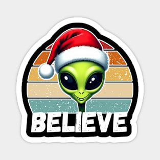 Alien Santa Believe, Funny Christmas Magnet