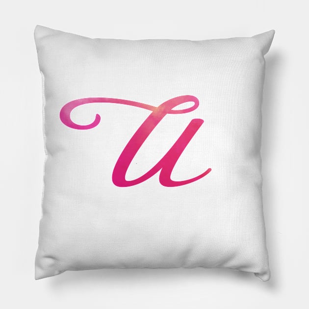 Letter U Monogram, Pink Color Personalized Design Pillow by Star58