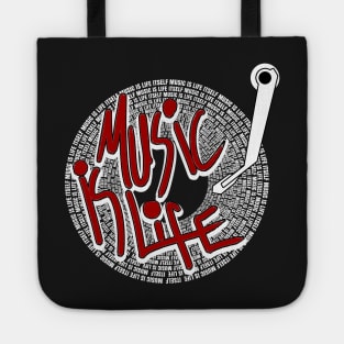 music is life gramophone themed design Tote