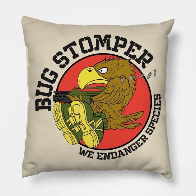 Colonial Marines Bug Stomper - We Endanger Species Pillow by Meta Cortex