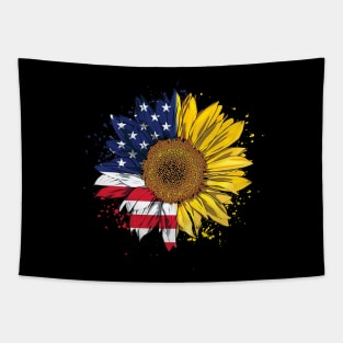 Women American Flag Sunflower Shirt 4th July Graphic Plus Size Tapestry