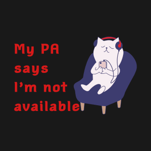 My PA Says I’m Not Available - Cute Funny Cat T-Shirt