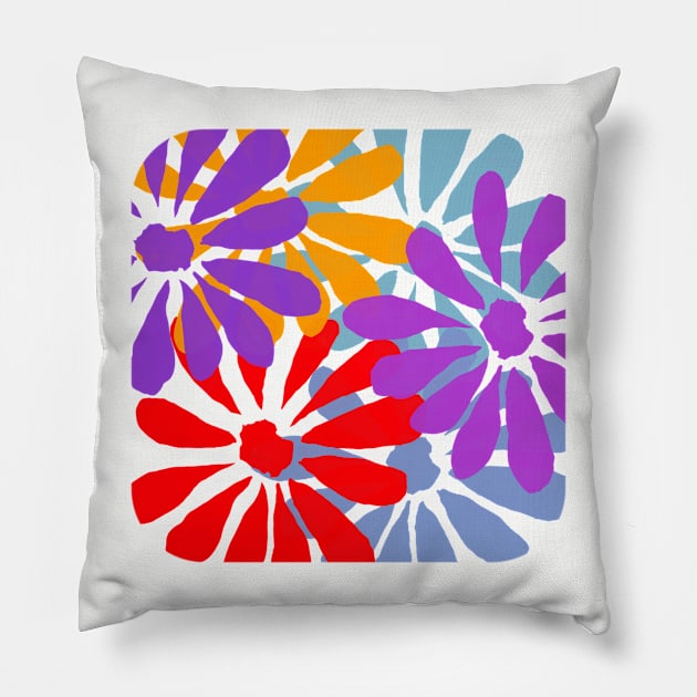 Colorful Daisies! Pillow by designs-by-ann