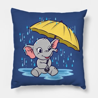 Baby Elephant Umbrella Raindrops Pillow