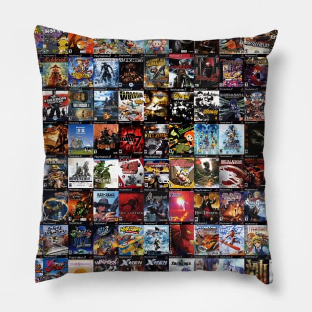 Video games PS2 Retro Game Covers Pillow by Tees_N_Stuff