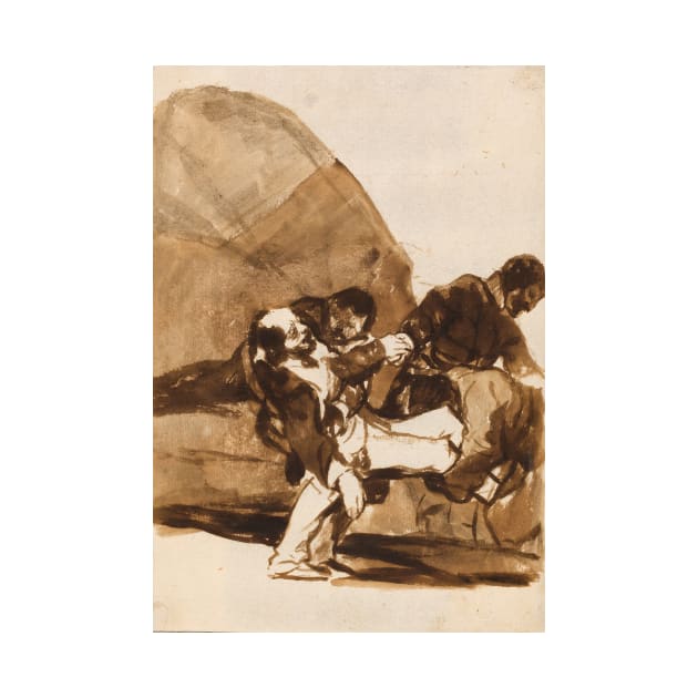 Three Men Carrying a Wounded Soldier, from the Images of Spain by Francisco Goya by Classic Art Stall