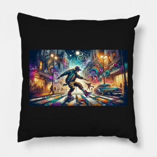 Rhythmic Rebellion: A Street Dance of Colors and Dreams Pillow