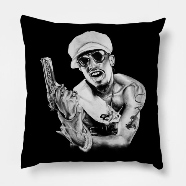 Andre 3000 Black and white Pillow by mandibasah88