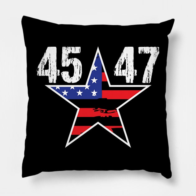 45 47 Trump Vintage USA Flag 2024 Pillow by chidadesign