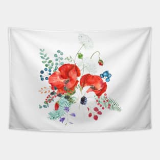 orange poppy watercolor arrangement Tapestry