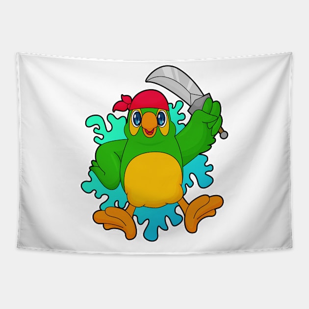 Parrot as Pirate with Sword Tapestry by Markus Schnabel