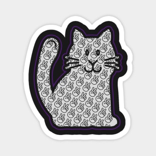 PEACE CAT STICKER | PURPLE AND GRAY Magnet