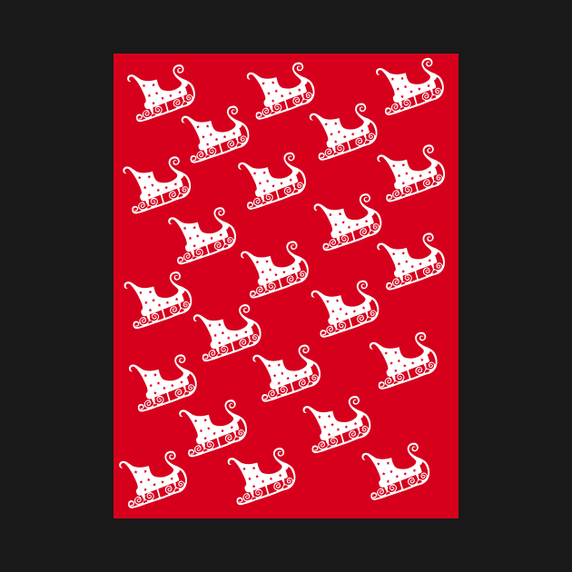 santa's sleigh red random pattern by Baobabprintstore