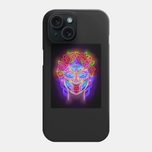 Catrina Calavera Neon 3d Illustration Phone Case