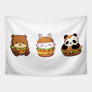 Cute Burger Buddies Tapestry