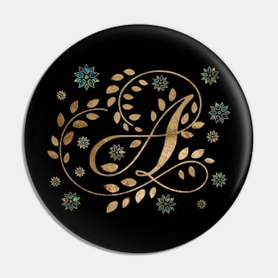 Luxury Golden Calligraphy Monogram with letter A Pin