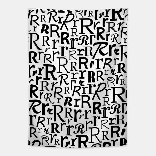 R - Typography (Black) Tapestry by gillianembers